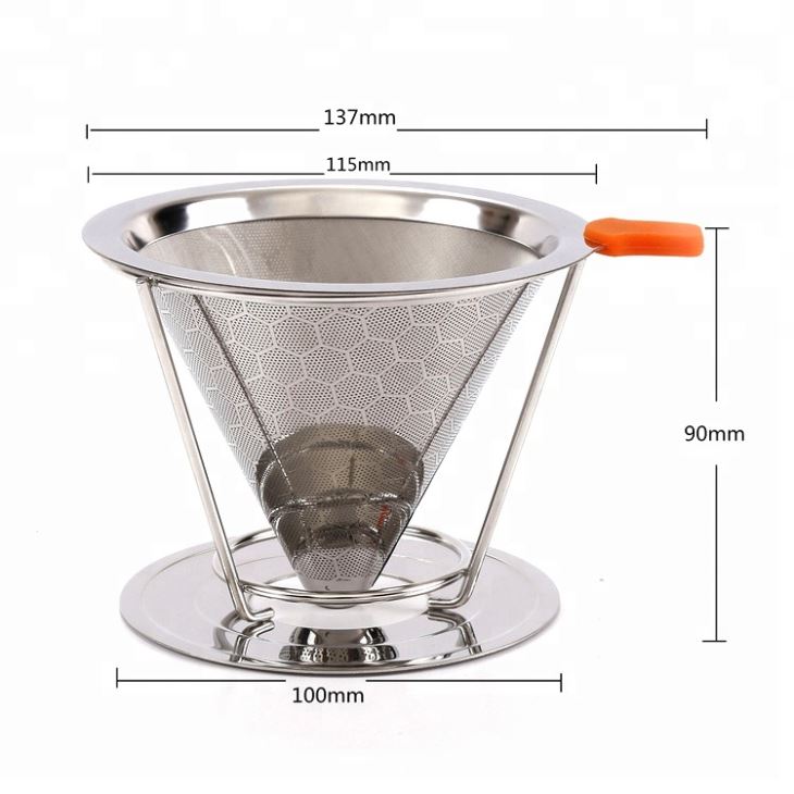 Reusable Stainless Steel Pour Over Coffee Filter With Removable Cup Stand